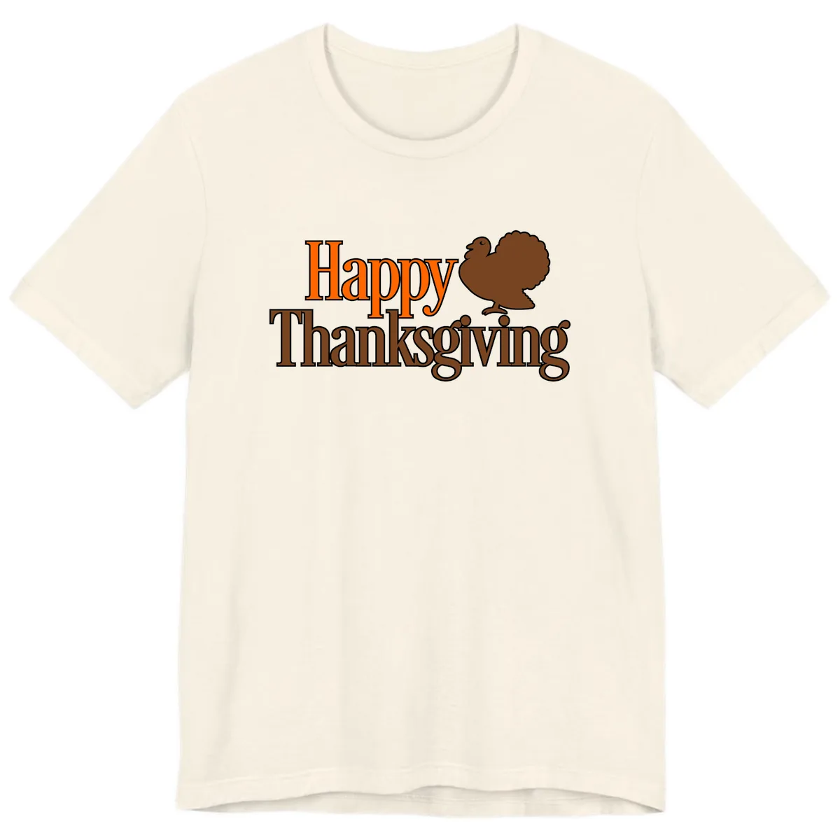 Happy Thanksgiving Turkey Illustration Premium T-Shirt in Natural