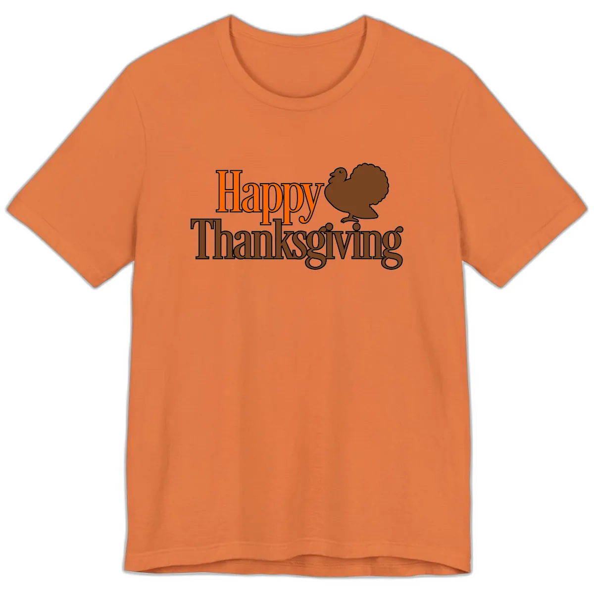 Happy Thanksgiving Turkey Illustration Premium T-Shirt in Burnt Orange