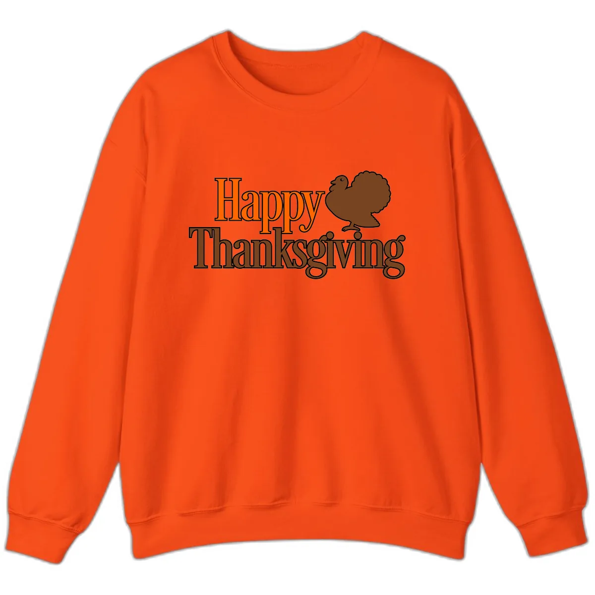 Happy Thanksgiving Turkey Illustration Sweatshirt in Orange