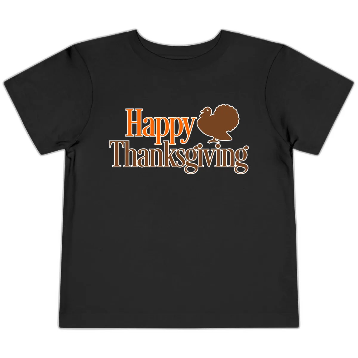 Happy Thanksgiving Turkey Illustration Toddler T-Shirt in Black