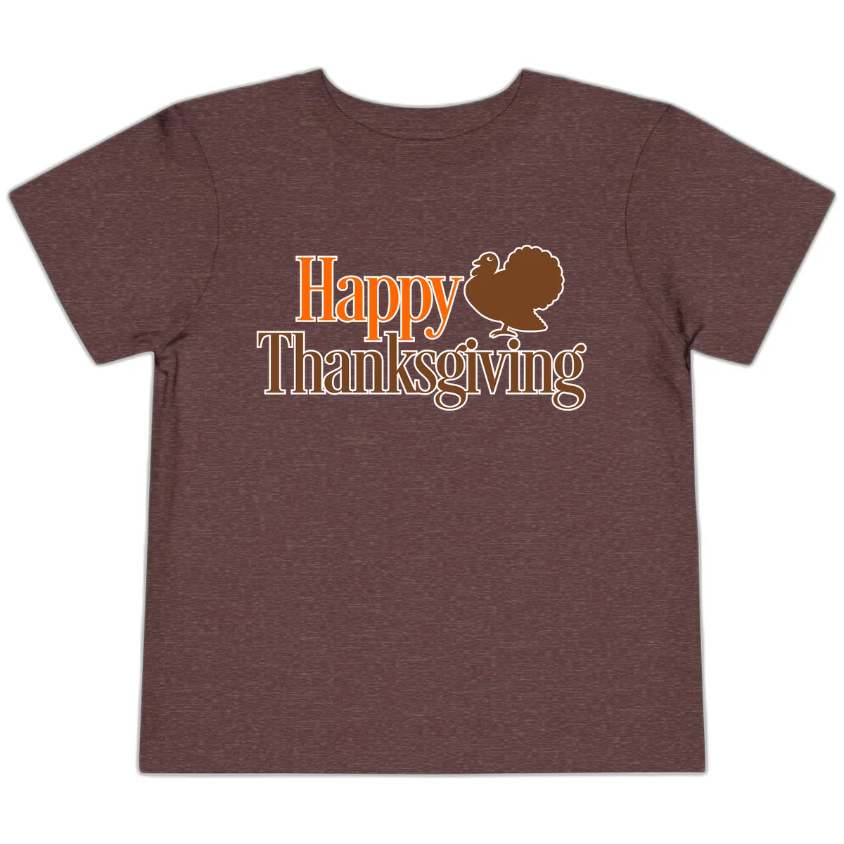 Happy Thanksgiving Turkey Illustration Toddler T-Shirt in Heather Maroon