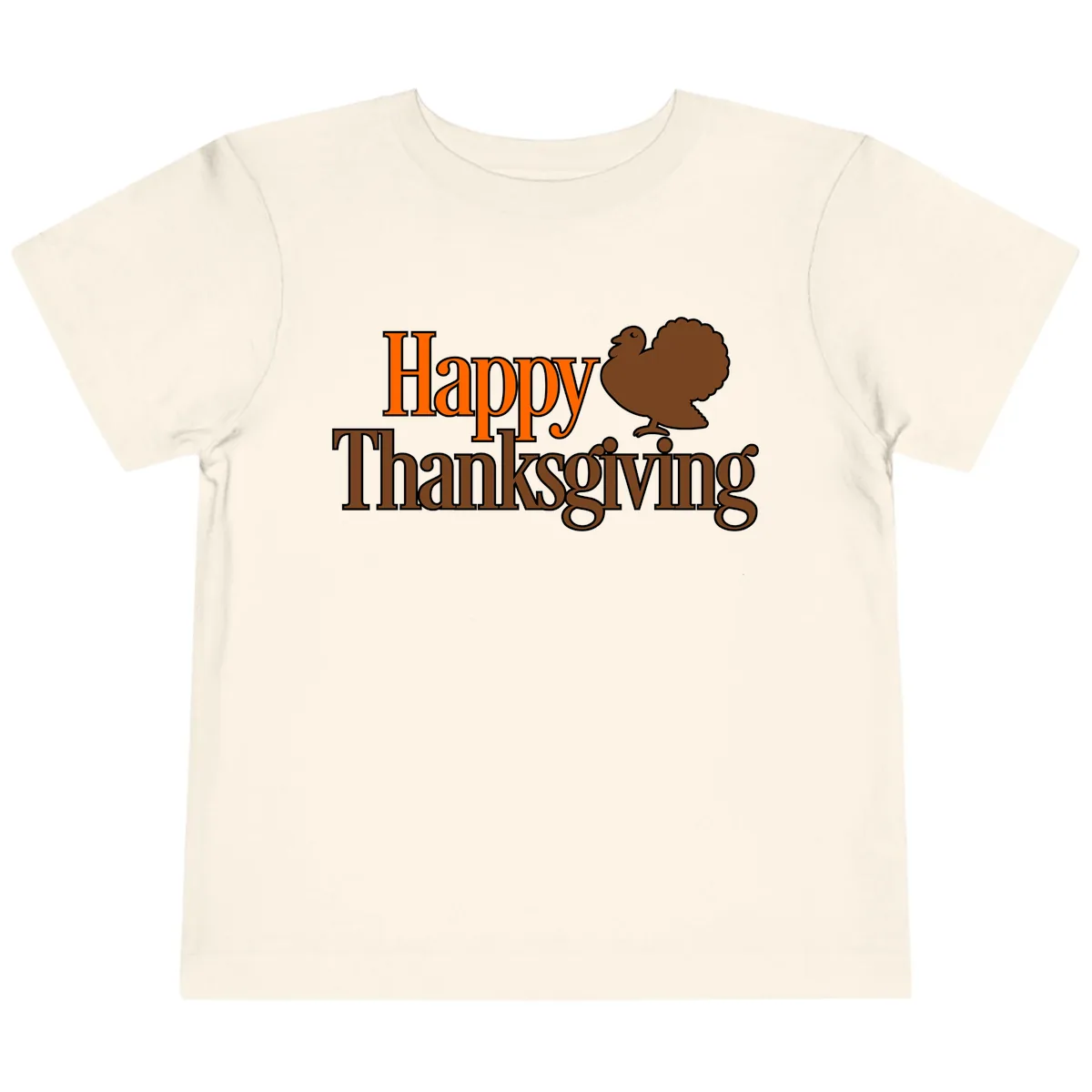 Happy Thanksgiving Turkey Illustration Toddler T-Shirt in Natural