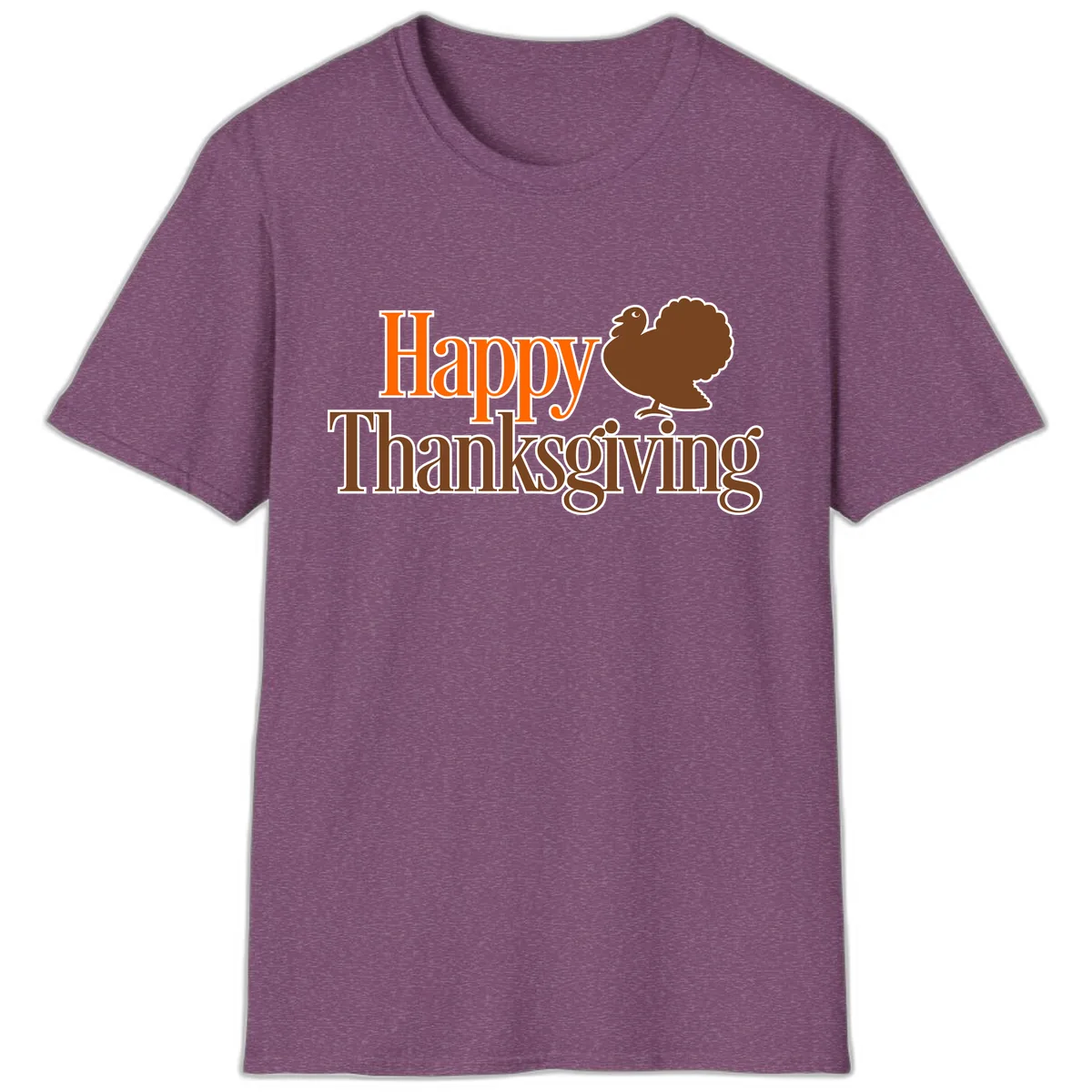 Happy Thanksgiving Turkey Illustration T-Shirt in Heather Maroon