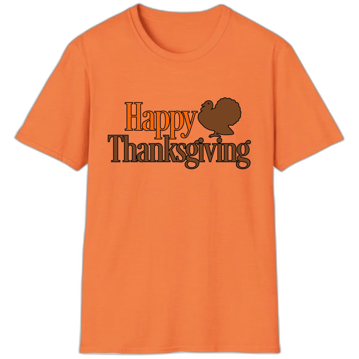 Happy Thanksgiving Turkey Illustration T-Shirt in Heather Orange