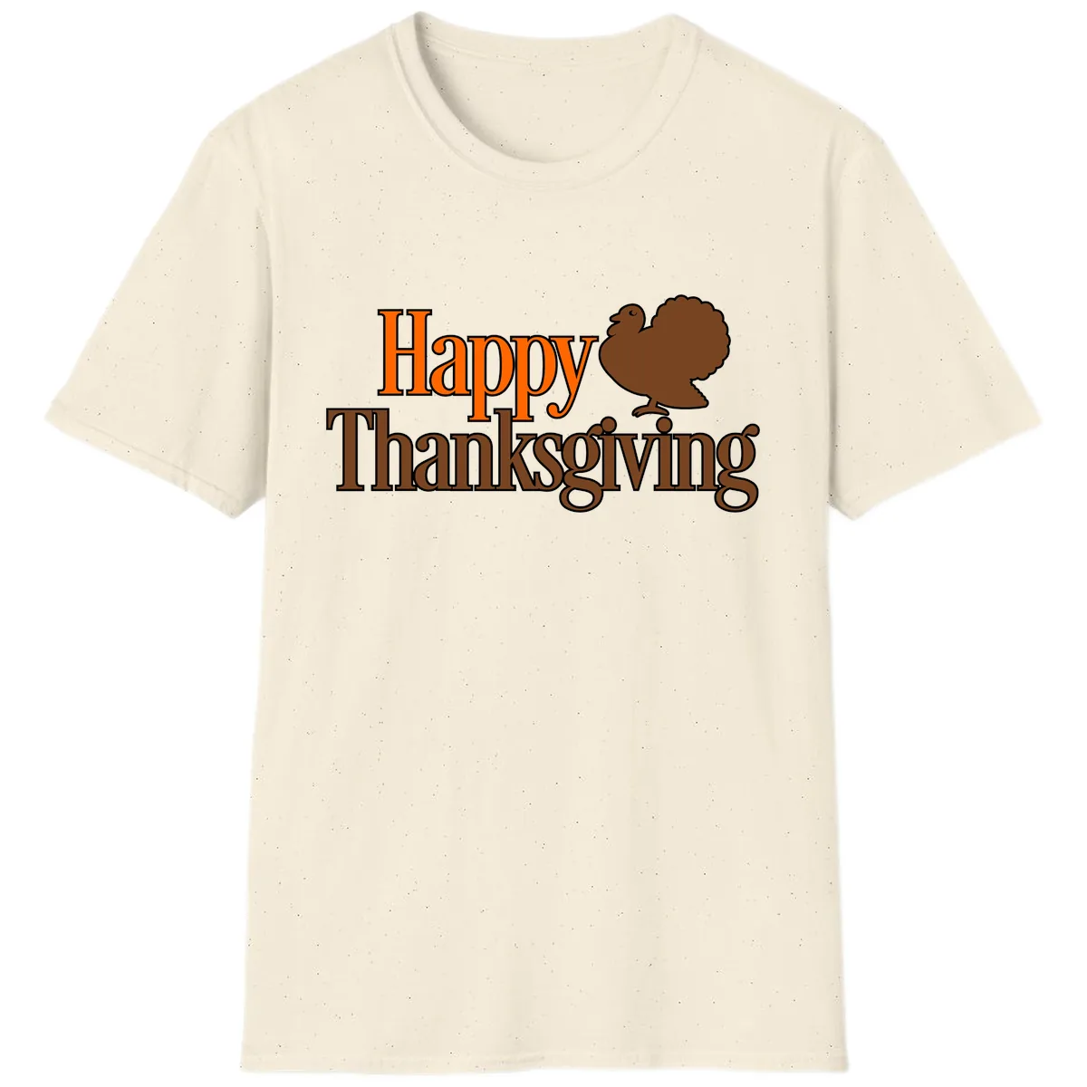 Happy Thanksgiving Turkey Illustration T-Shirt in Natural