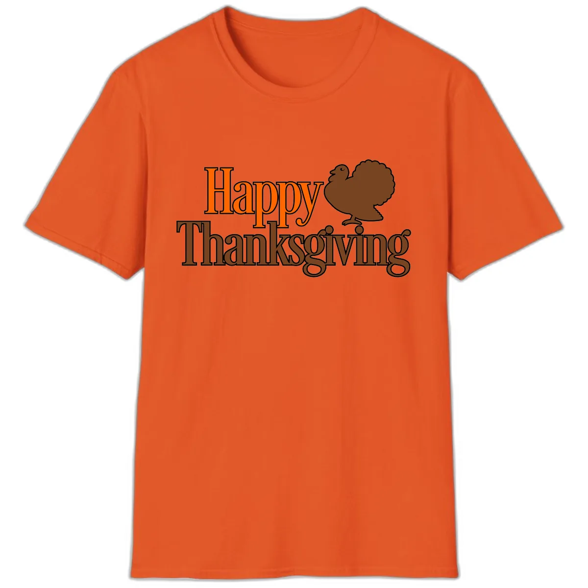 Happy Thanksgiving Turkey Illustration T-Shirt in Orange