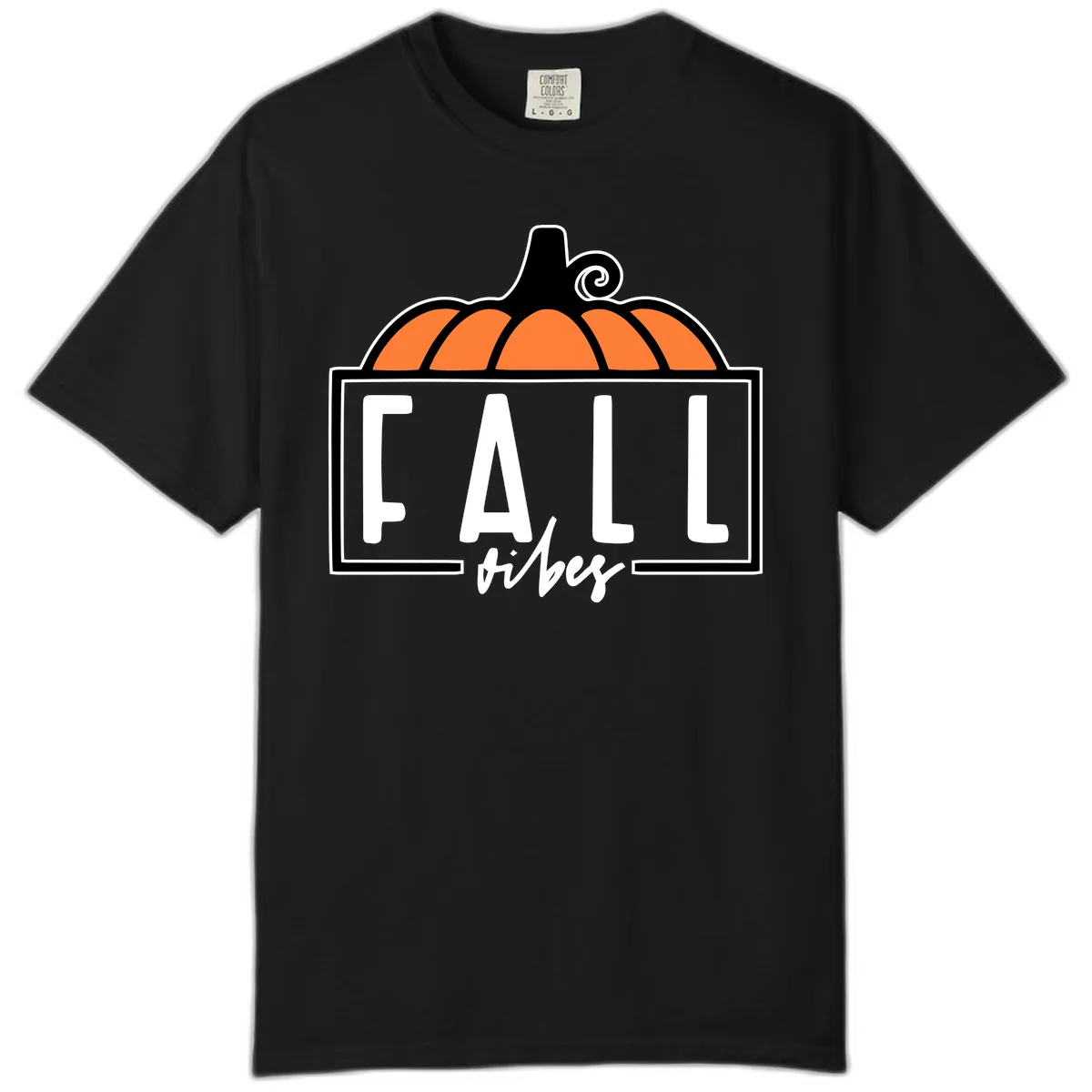 Fall Vibes Pumpkin Typography Comfort Color in Black