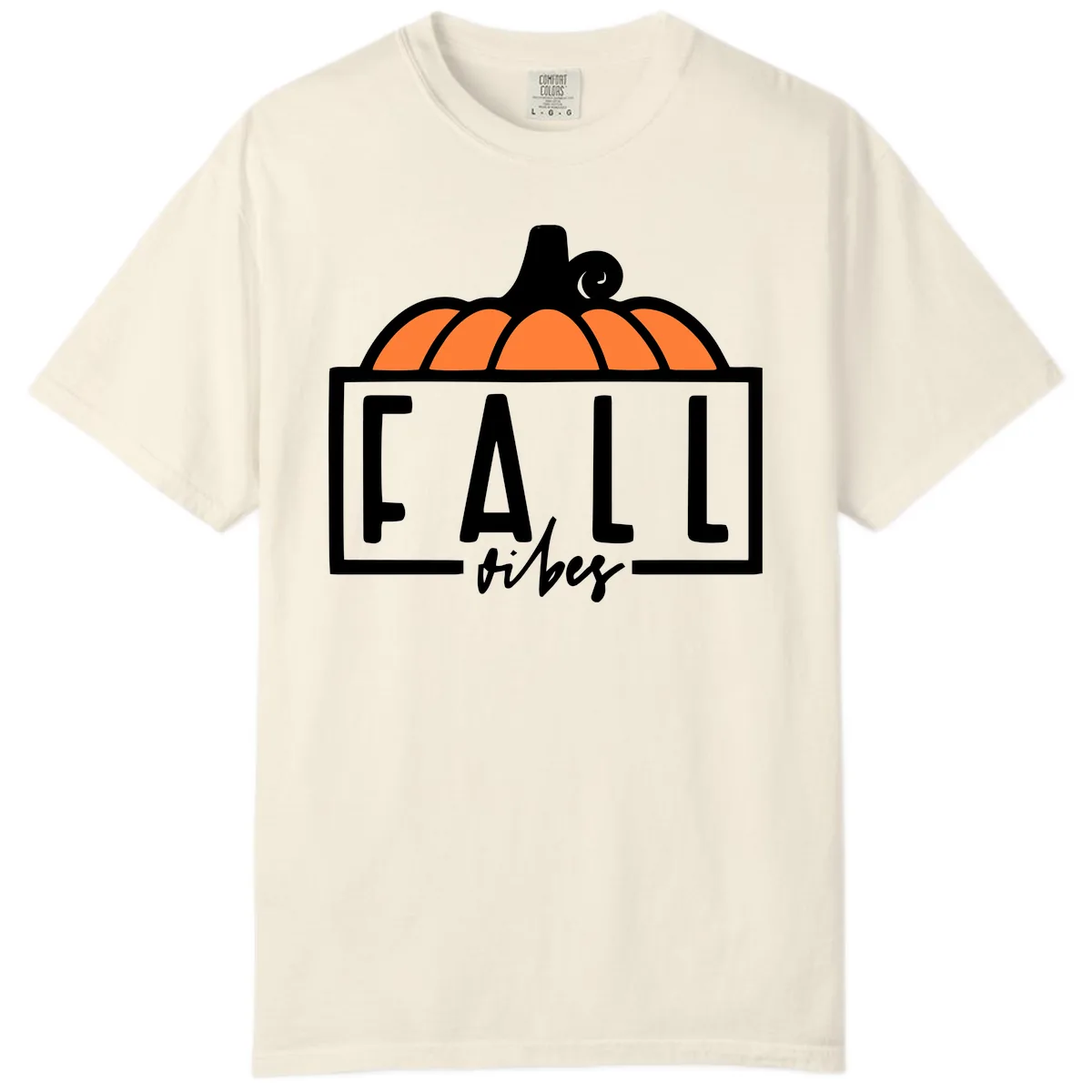 Fall Vibes Pumpkin Typography Comfort Color in Ivory