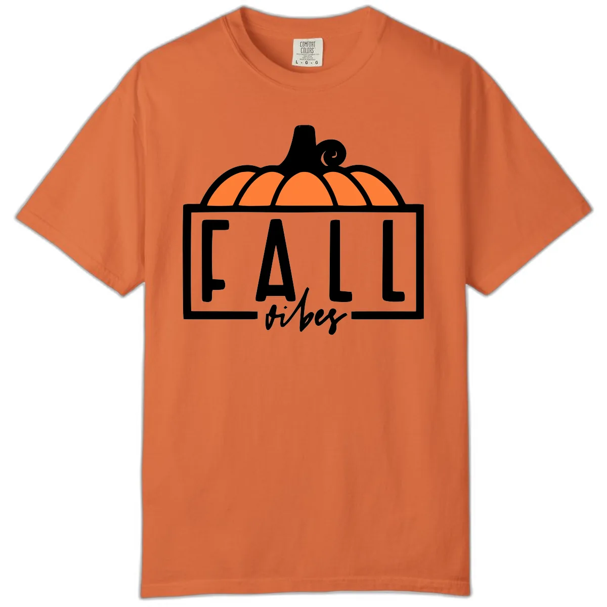 Fall Vibes Pumpkin Typography Comfort Color in Burnt Orange