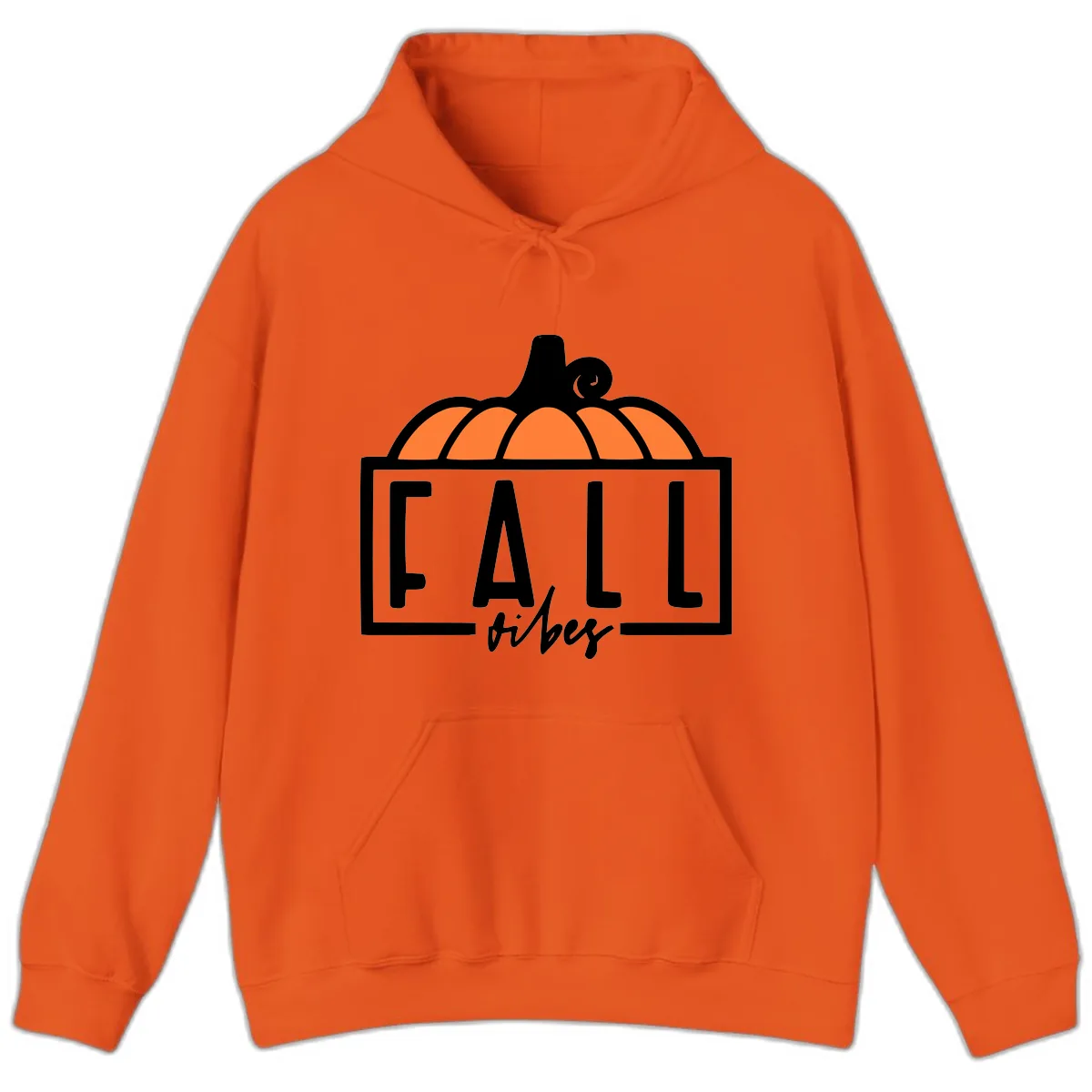 Fall Vibes Pumpkin Typography Hoodie in Orange