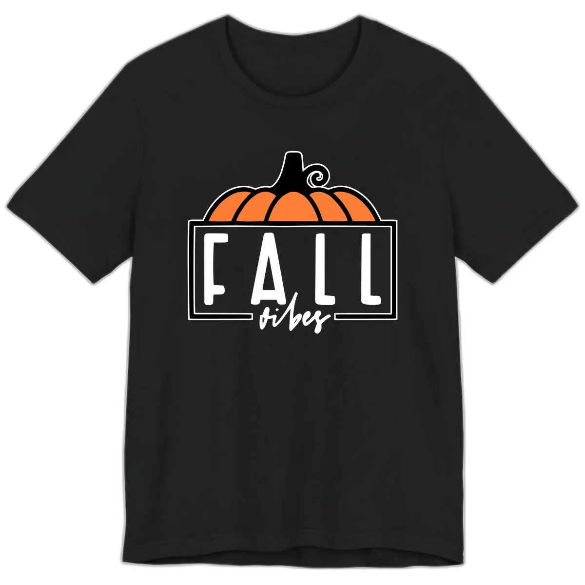 Fall Vibes Pumpkin Typography Premium T-Shirt in Black