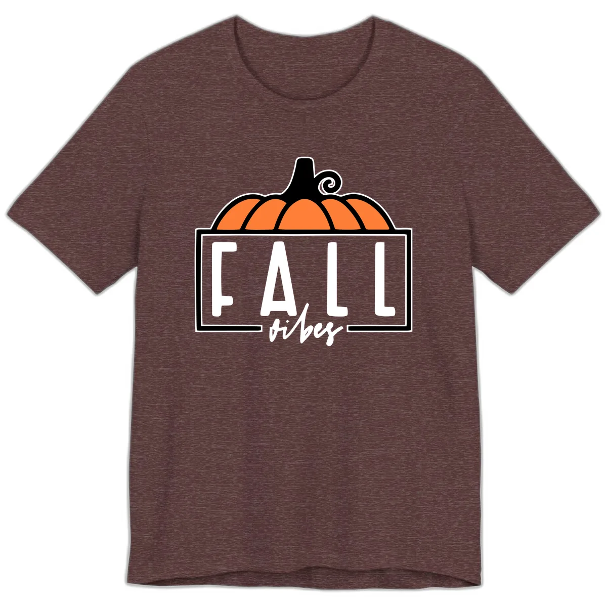 Fall Vibes Pumpkin Typography Premium T-Shirt in Heather Maroon