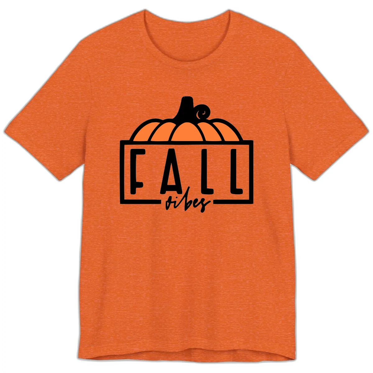 Fall Vibes Pumpkin Typography Premium T-Shirt in Heather Orange