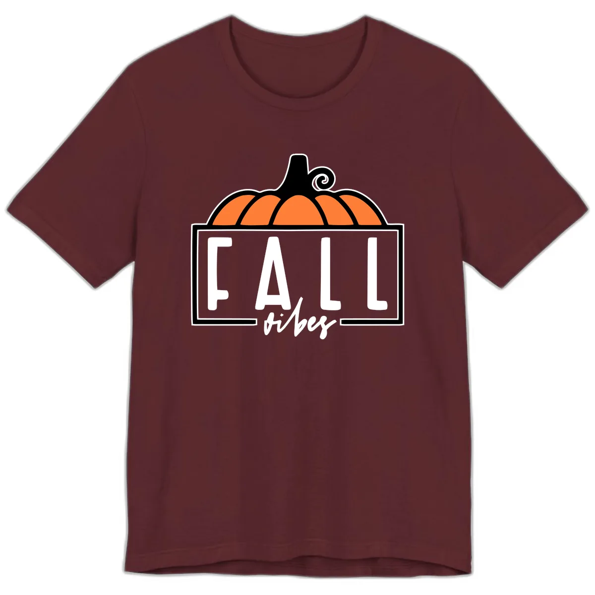Fall Vibes Pumpkin Typography Premium T-Shirt in Maroon