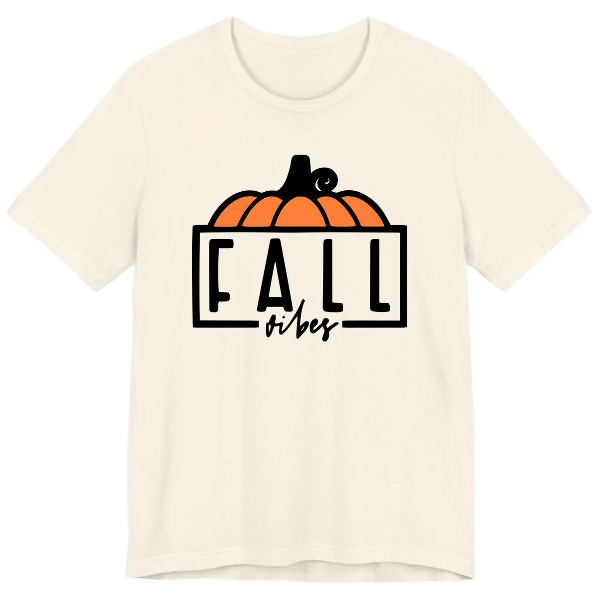 Fall Vibes Pumpkin Typography Premium T-Shirt in Natural