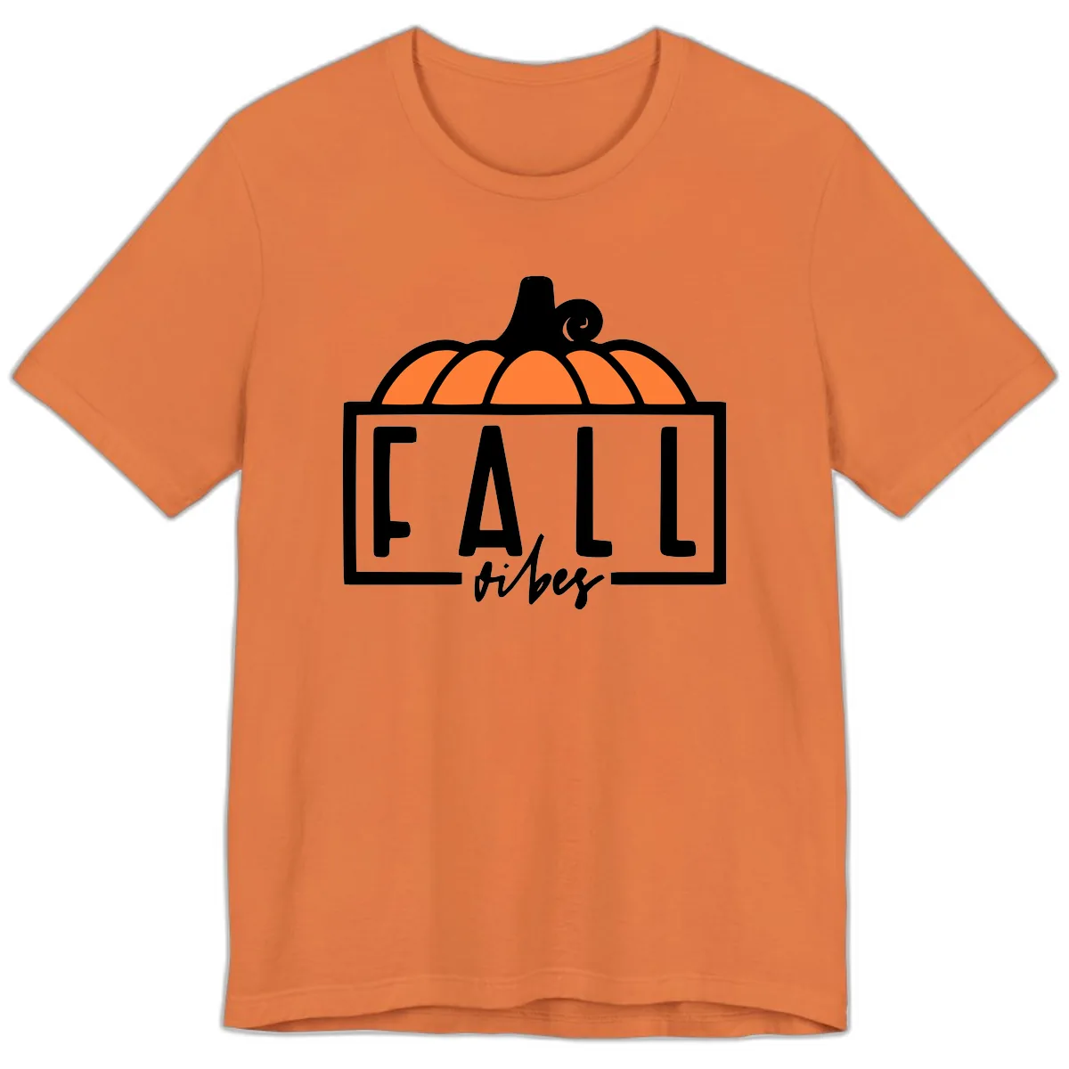 Fall Vibes Pumpkin Typography Premium T-Shirt in Burnt Orange