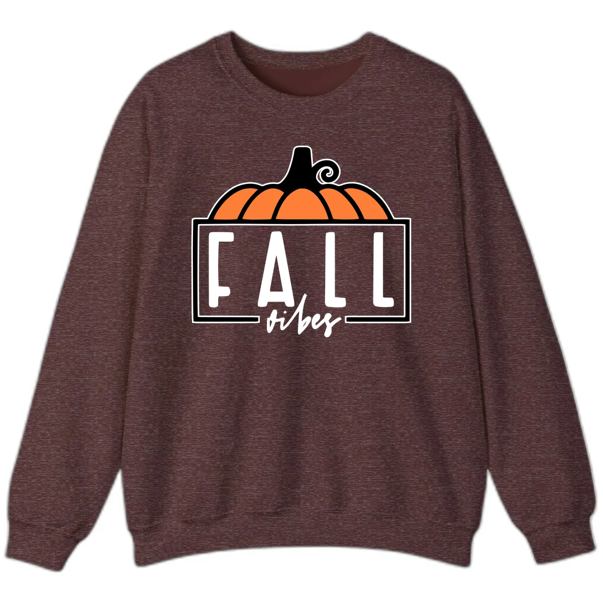 Fall Vibes Pumpkin Typography Sweatshirt in Heather Sport Dark Maroon
