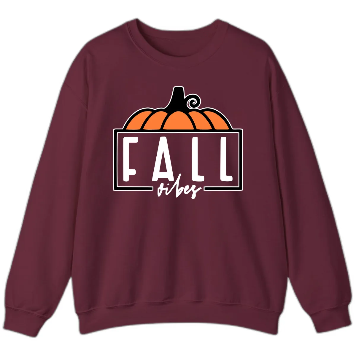 Fall Vibes Pumpkin Typography Sweatshirt in Maroon