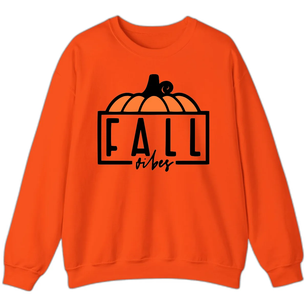 Fall Vibes Pumpkin Typography Sweatshirt in Orange