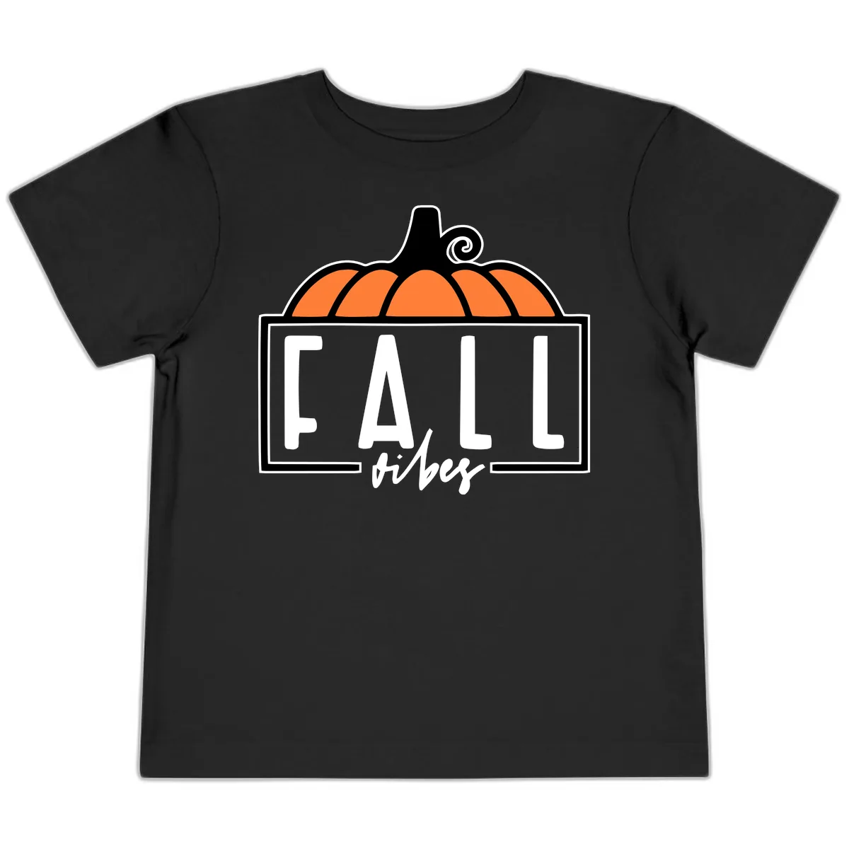 Fall Vibes Pumpkin Typography Toddler T-Shirt in Black