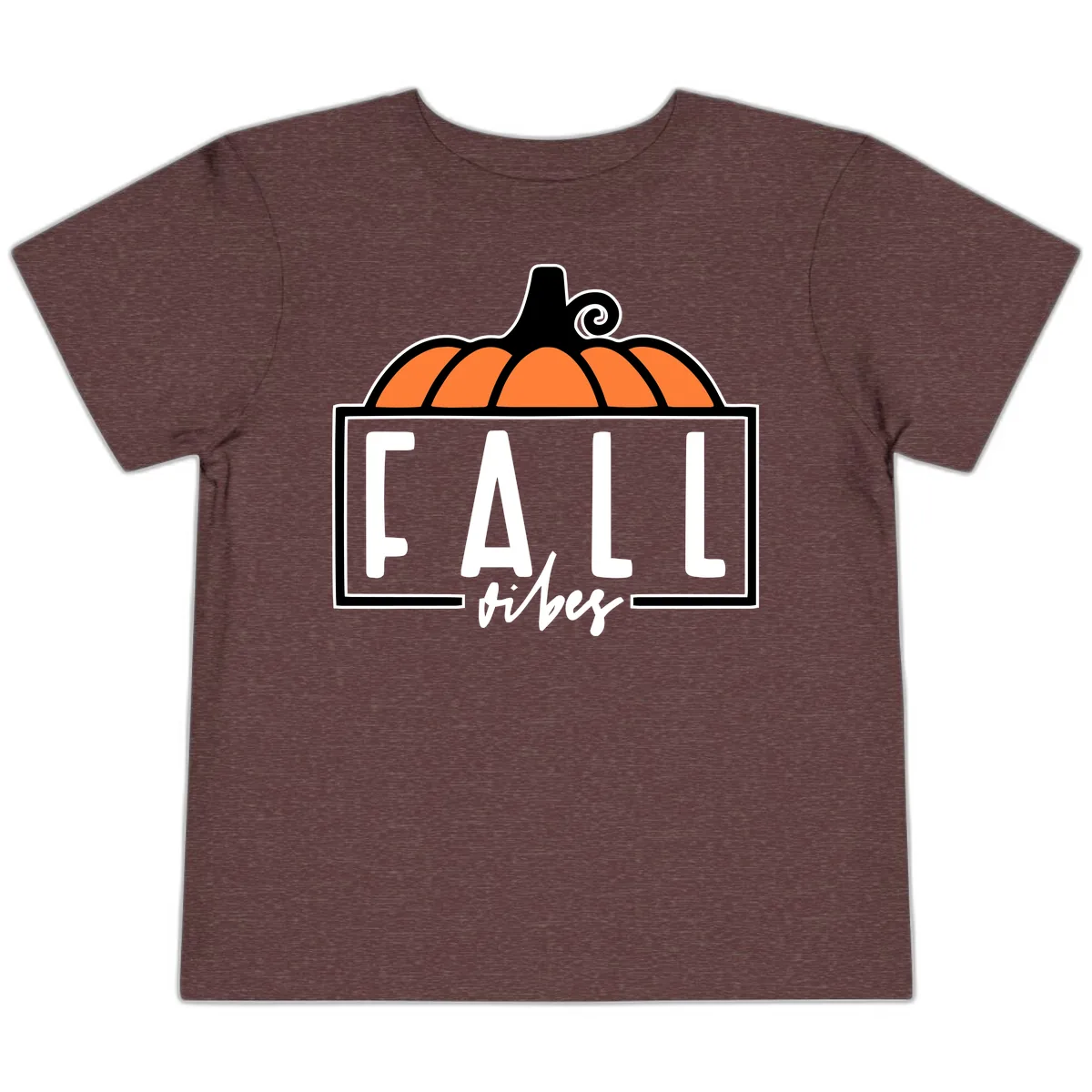 Fall Vibes Pumpkin Typography Toddler T-Shirt in Heather Maroon
