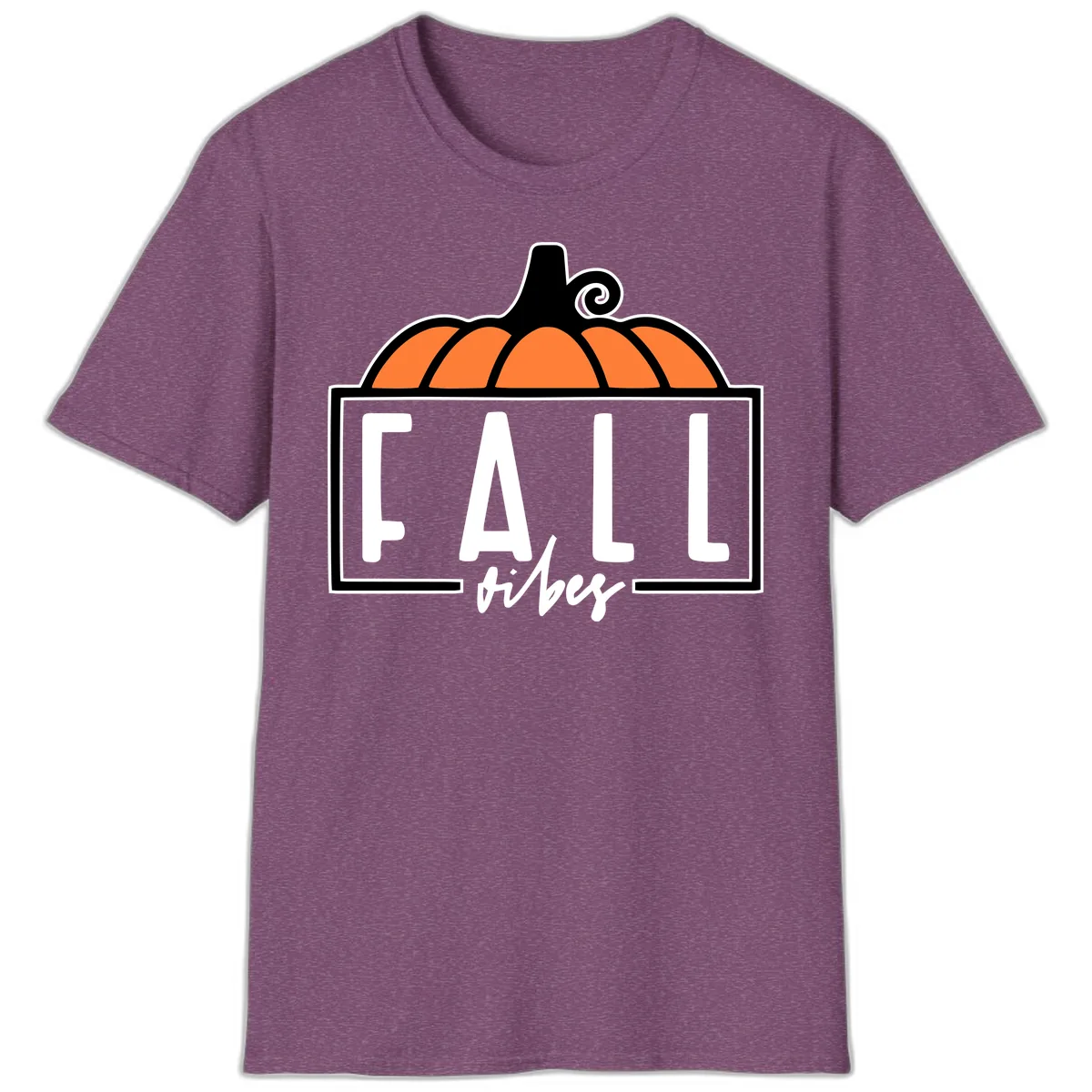 Fall Vibes Pumpkin Typography T-Shirt in Heather Maroon