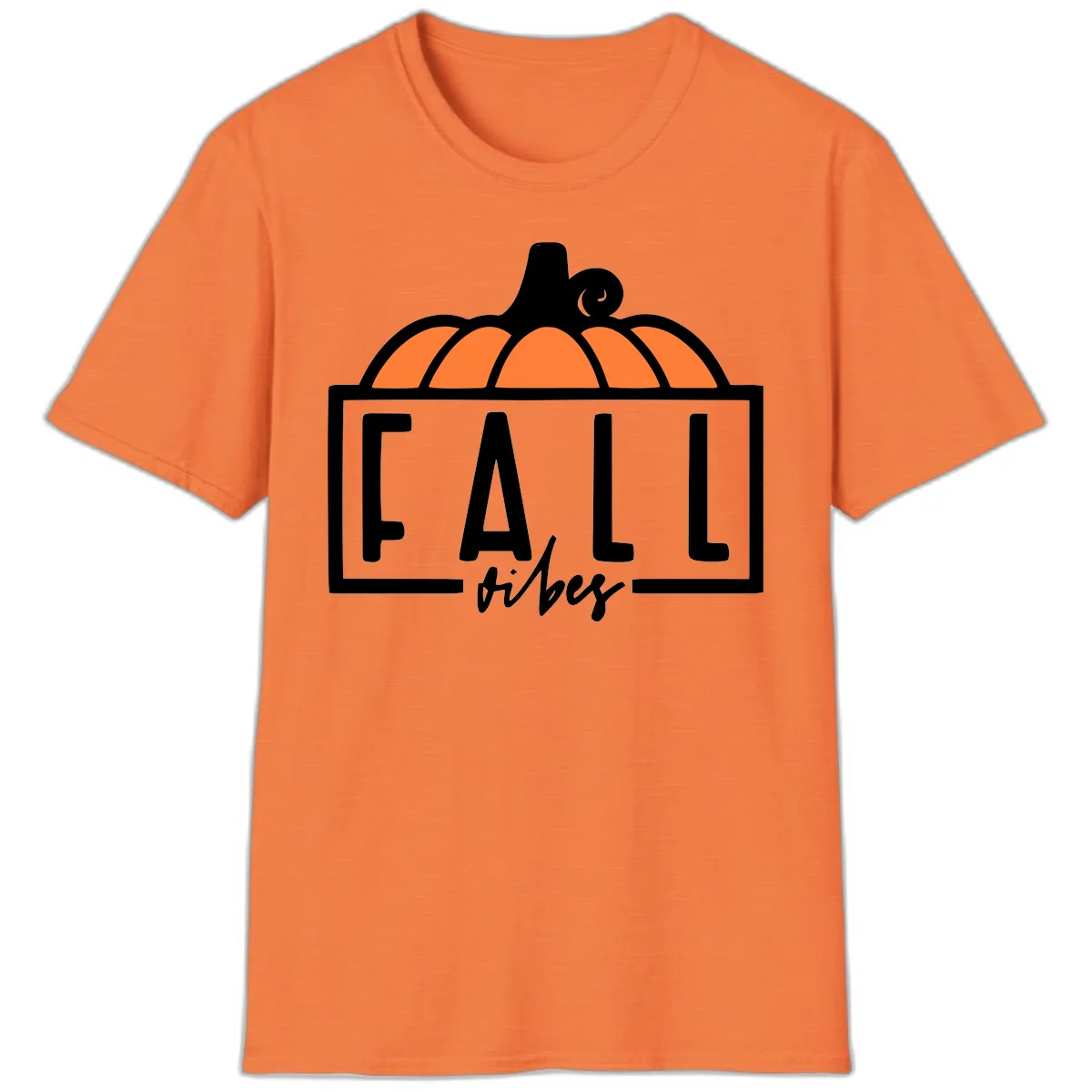 Fall Vibes Pumpkin Typography T-Shirt in Heather Orange