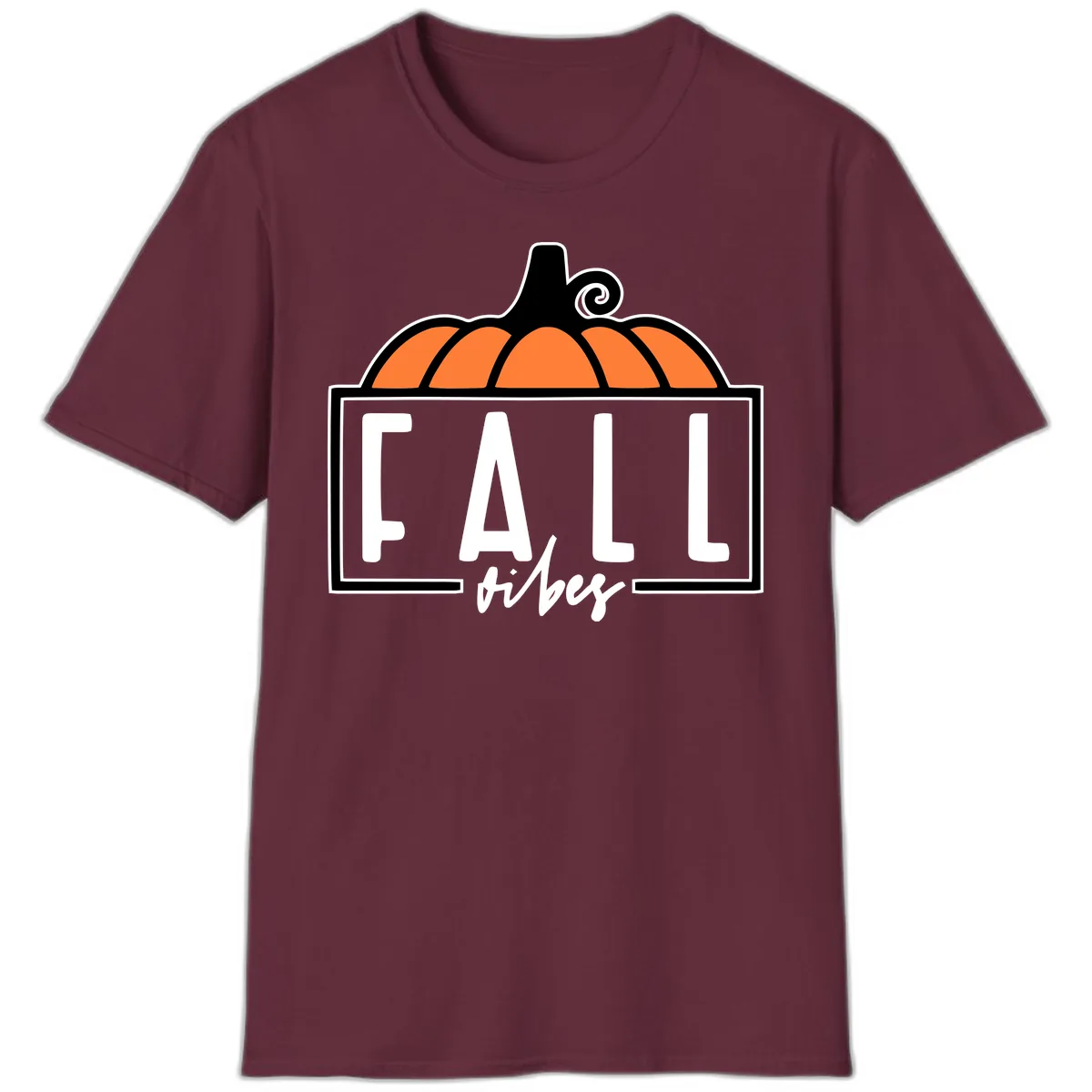 Fall Vibes Pumpkin Typography T-Shirt in Maroon