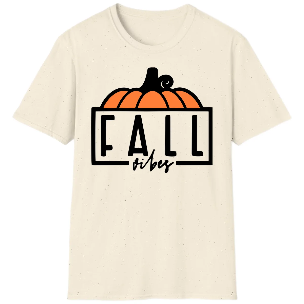 Fall Vibes Pumpkin Typography T-Shirt in Natural