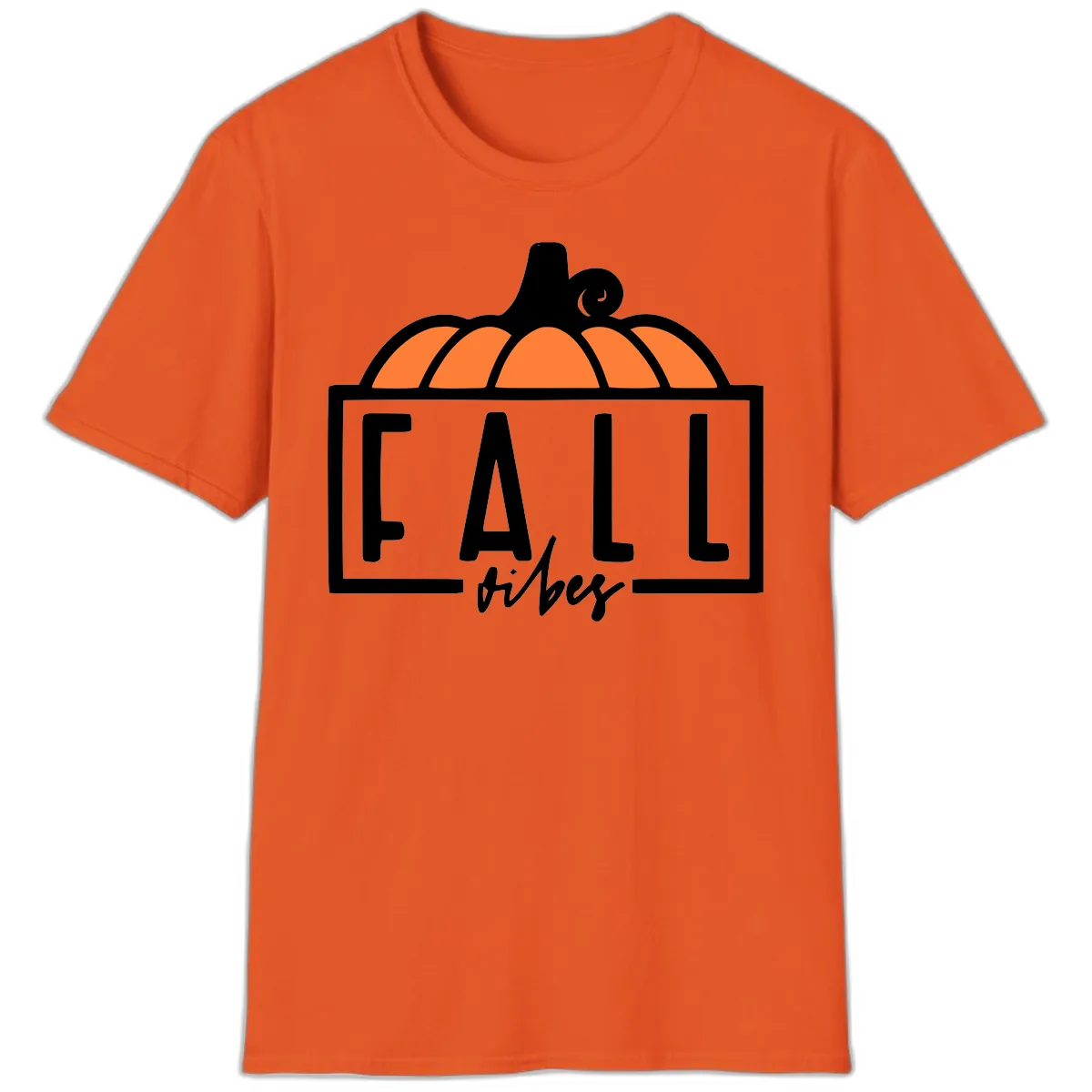 Fall Vibes Pumpkin Typography T-Shirt in Orange