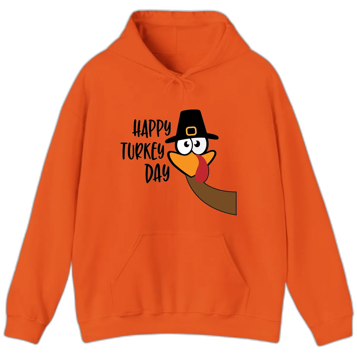 Happy Turkey Day Cartoon Bird Hoodie in Orange
