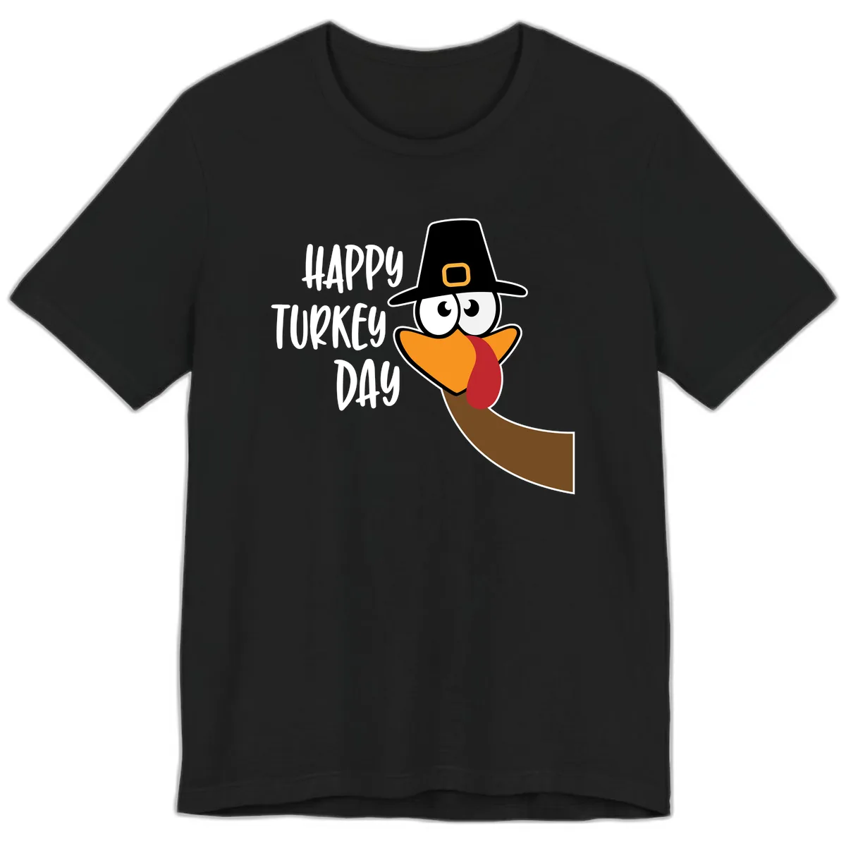 Happy Turkey Day Cartoon Bird Premium T-Shirt in Black