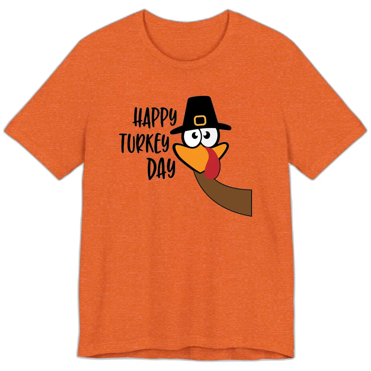 Happy Turkey Day Cartoon Bird Premium T-Shirt in Heather Orange