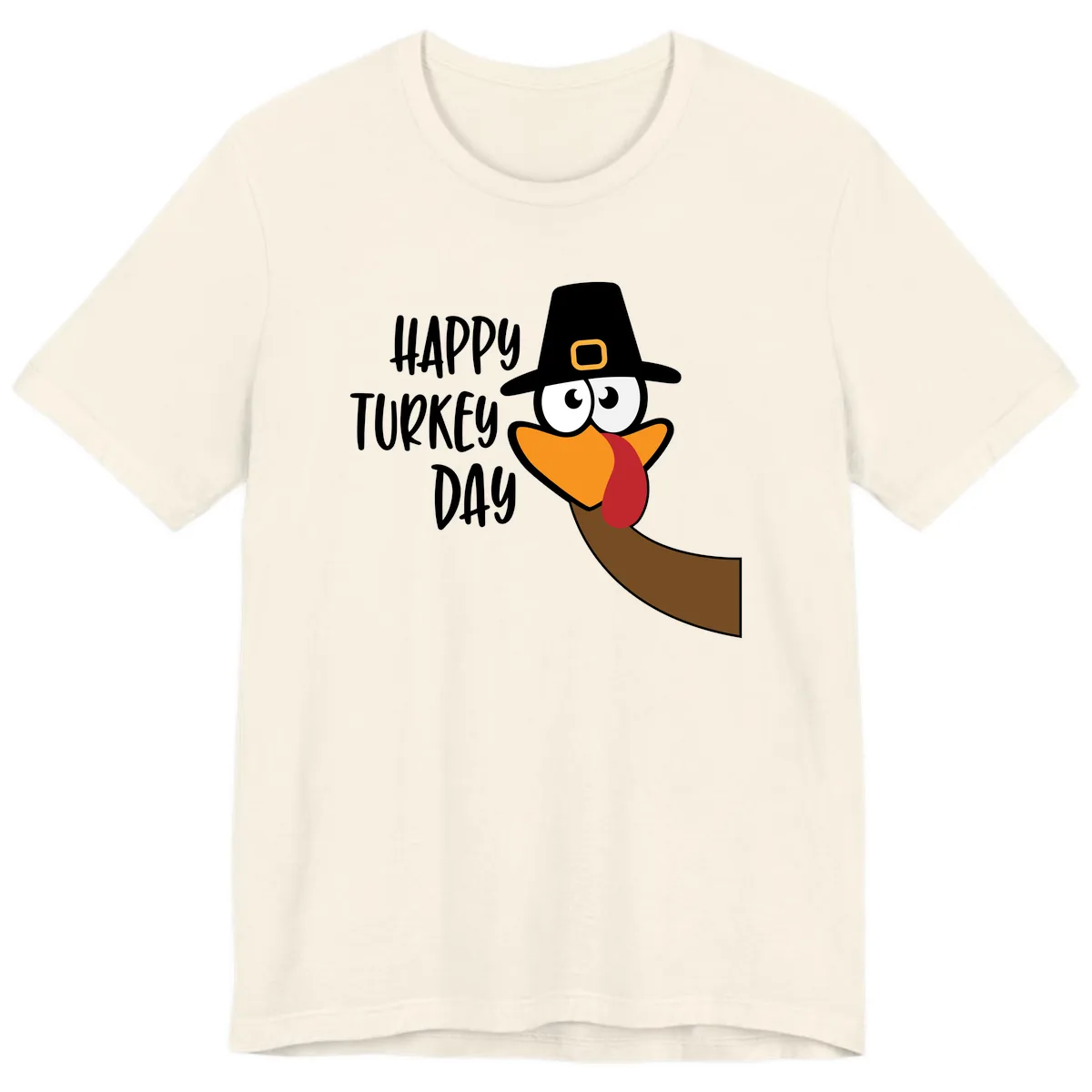 Happy Turkey Day Cartoon Bird Premium T-Shirt in Natural
