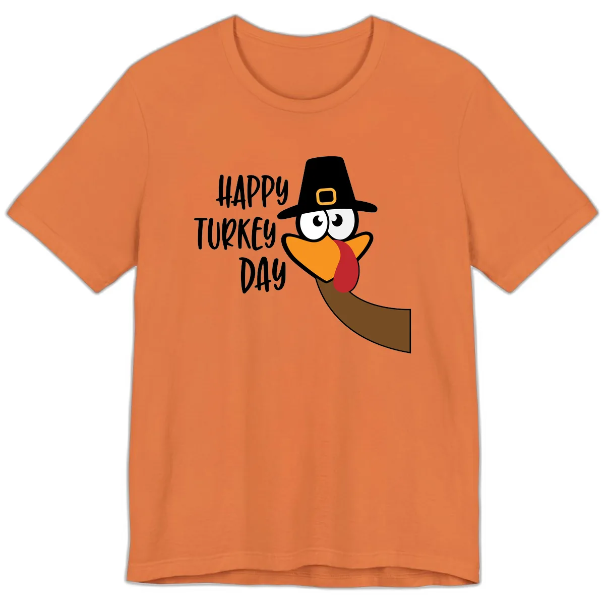 Happy Turkey Day Cartoon Bird Premium T-Shirt in Burnt Orange