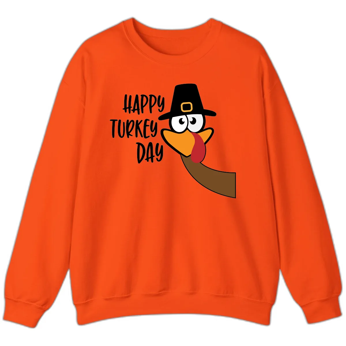 Happy Turkey Day Cartoon Bird Sweatshirt in Orange