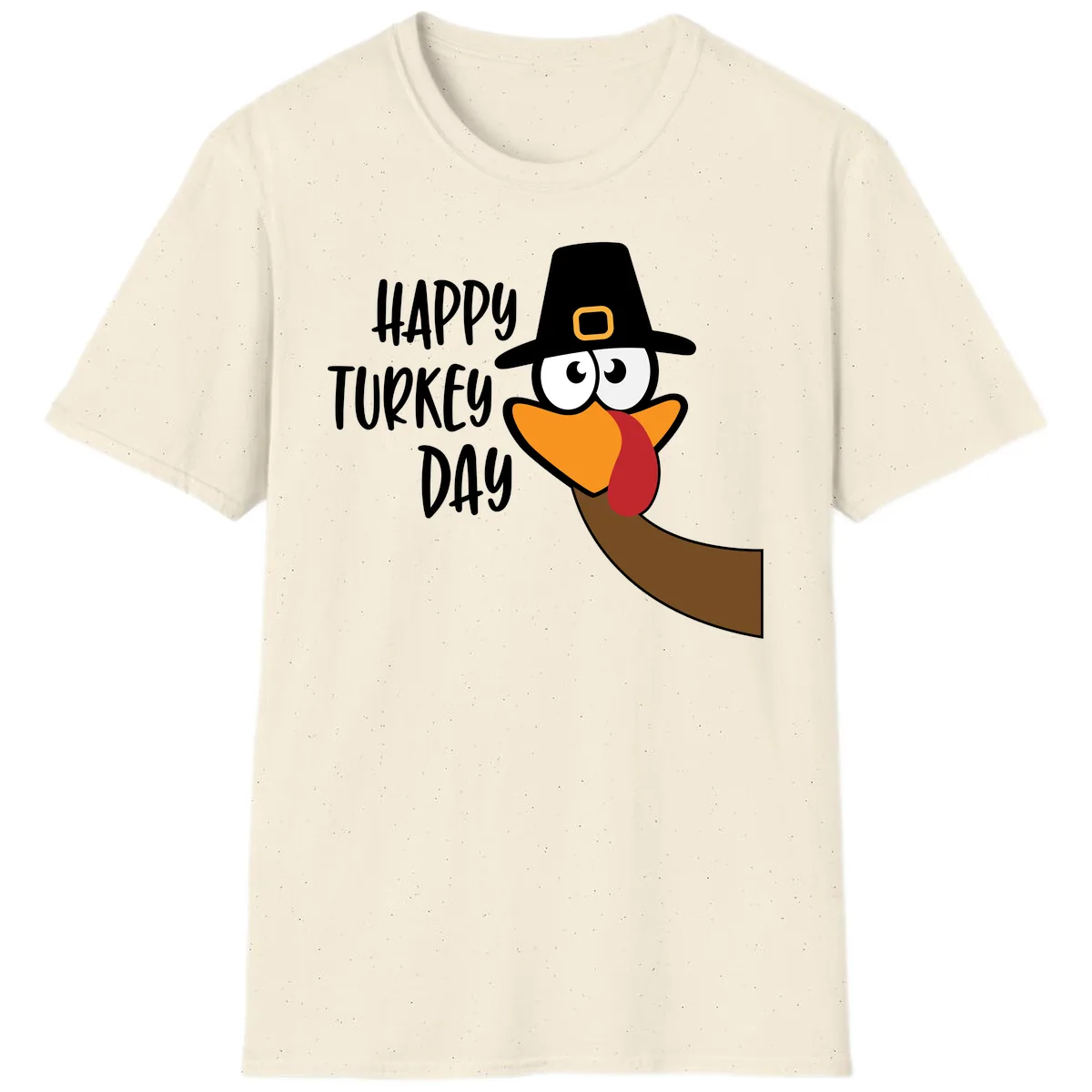 Happy Turkey Day Cartoon Bird T-Shirt in Natural