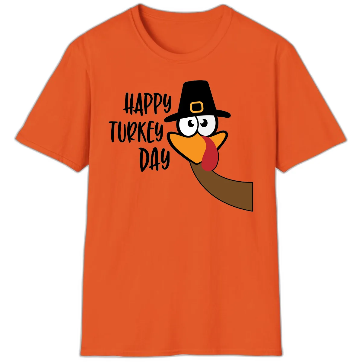 Happy Turkey Day Cartoon Bird T-Shirt in Orange