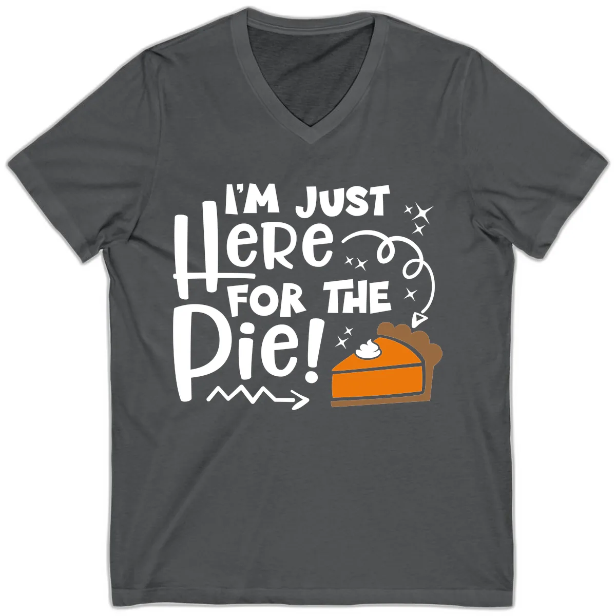 I'm Just Here For The Pie V-Neck in Asphalt