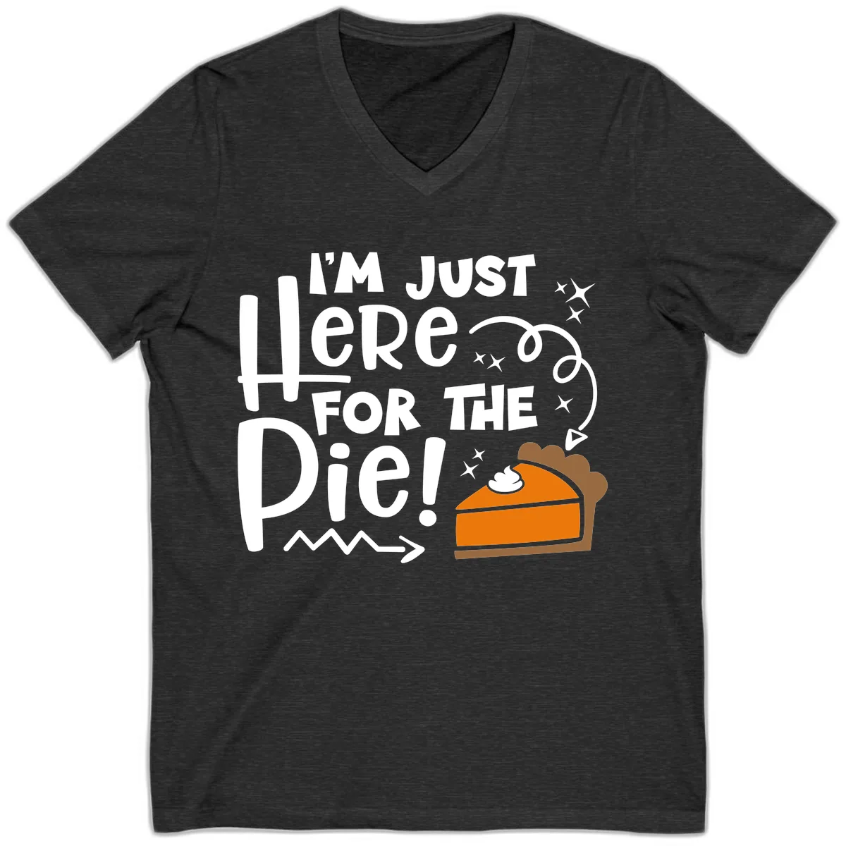 I'm Just Here For The Pie V-Neck in Dark Grey Heather