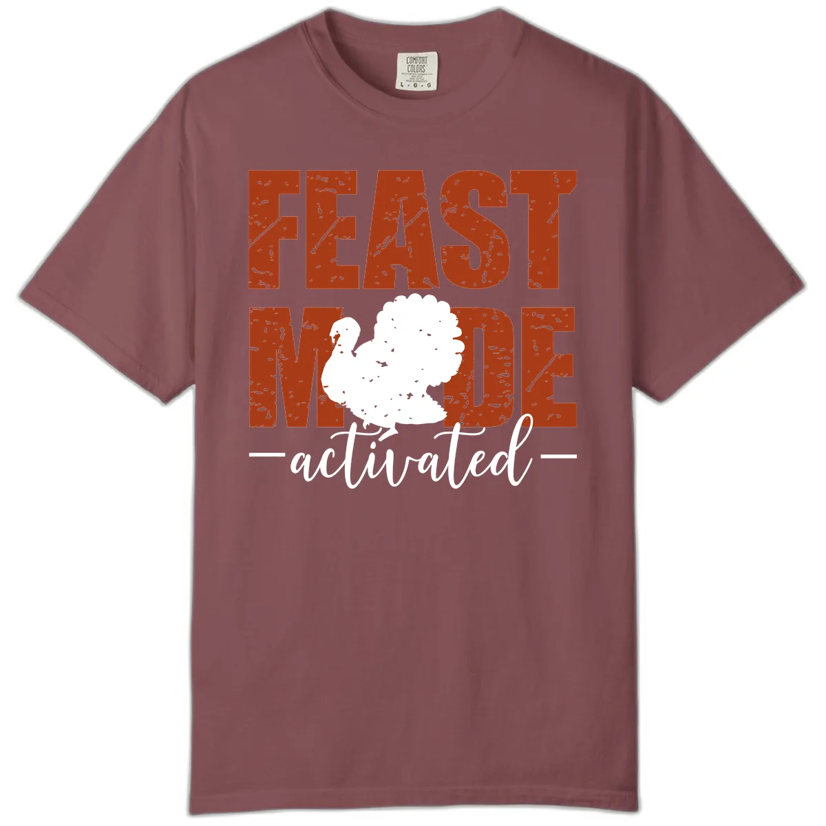 Feast Mode Activated Turkey Design Comfort Color in Brick