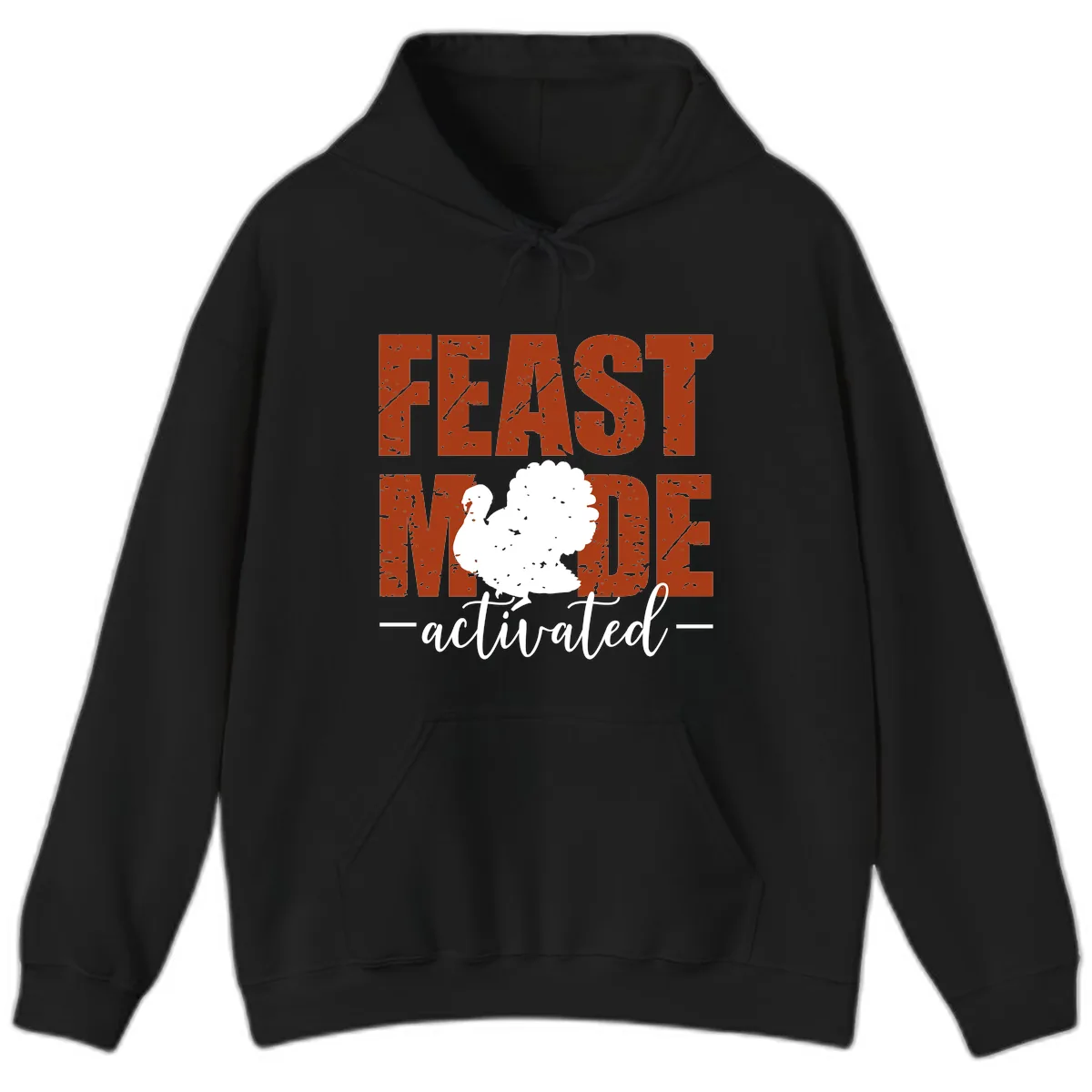 Feast Mode Activated Turkey Design Hoodie in Black