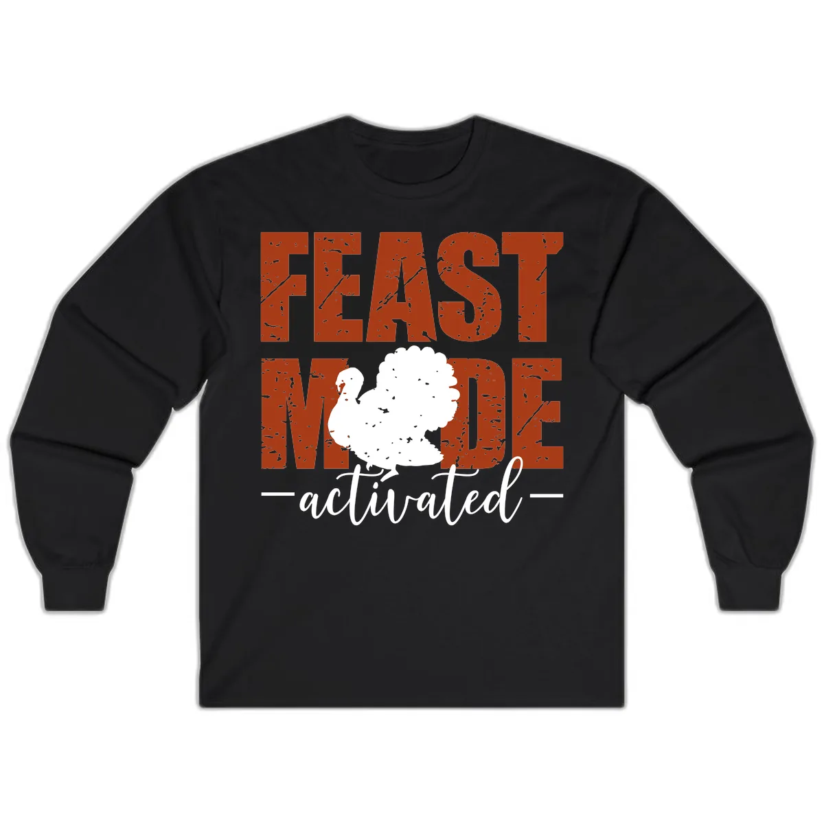 Feast Mode Activated Turkey Design Long Sleeve in Black