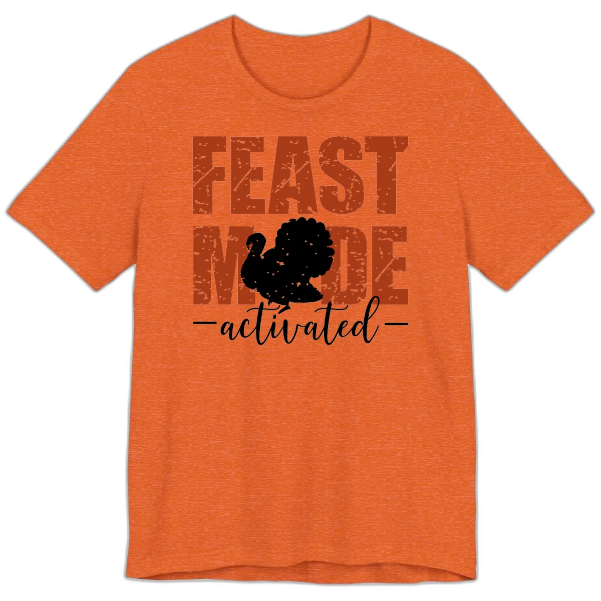 Feast Mode Activated Turkey Design Premium T-Shirt in Heather Orange