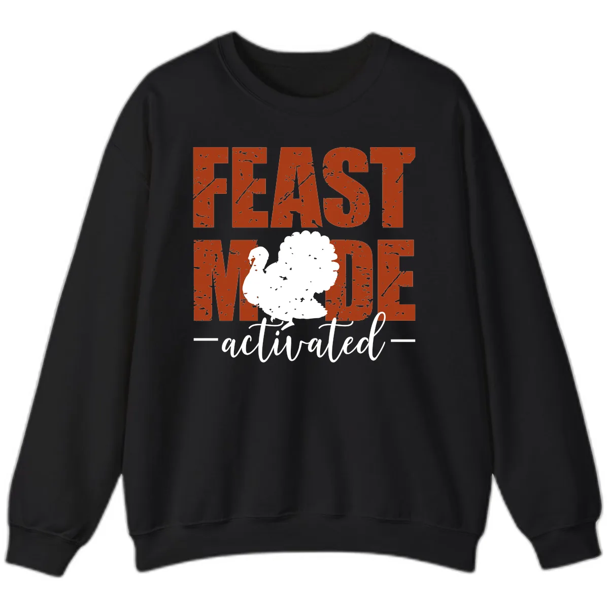 Feast Mode Activated Turkey Design Sweatshirt in Black
