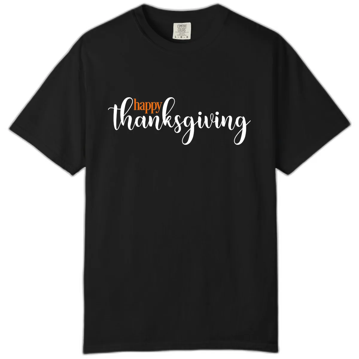 Happy Thanksgiving Script Design Comfort Color in Black