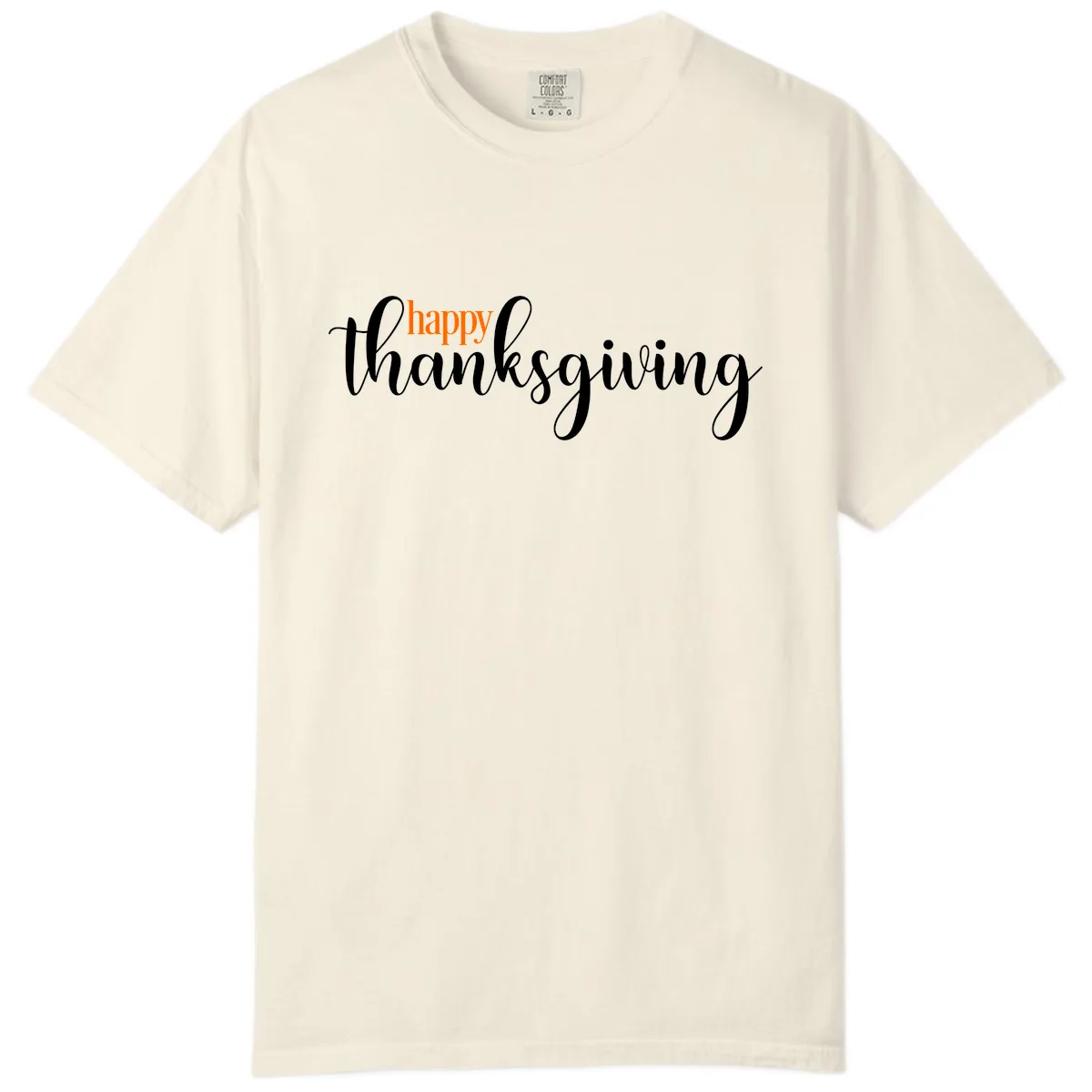 Happy Thanksgiving Script Design Comfort Color in Ivory