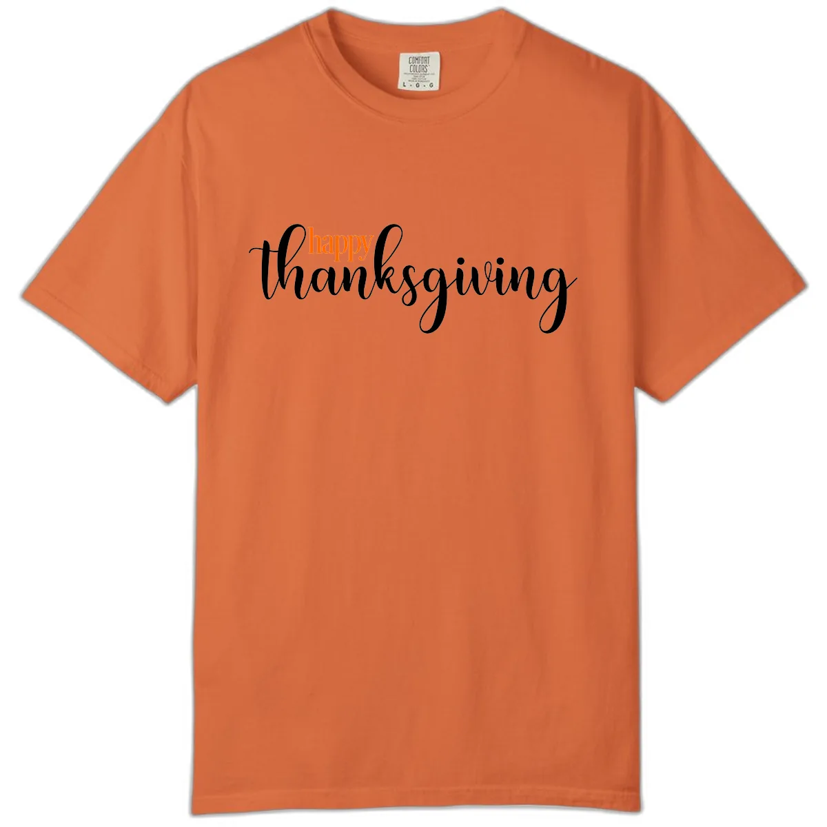 Happy Thanksgiving Script Design Comfort Color in Burnt Orange