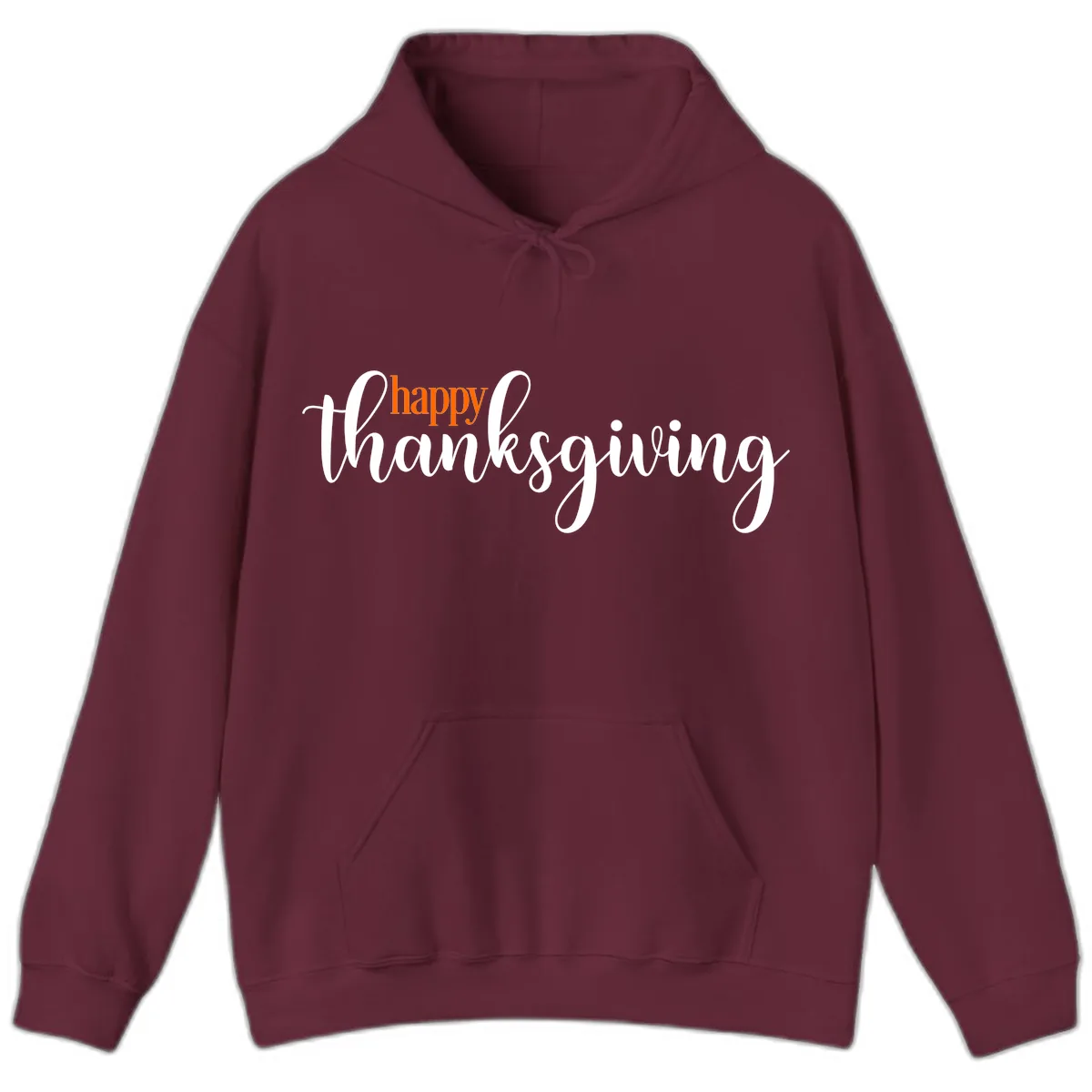 Happy Thanksgiving Script Design Hoodie in Maroon