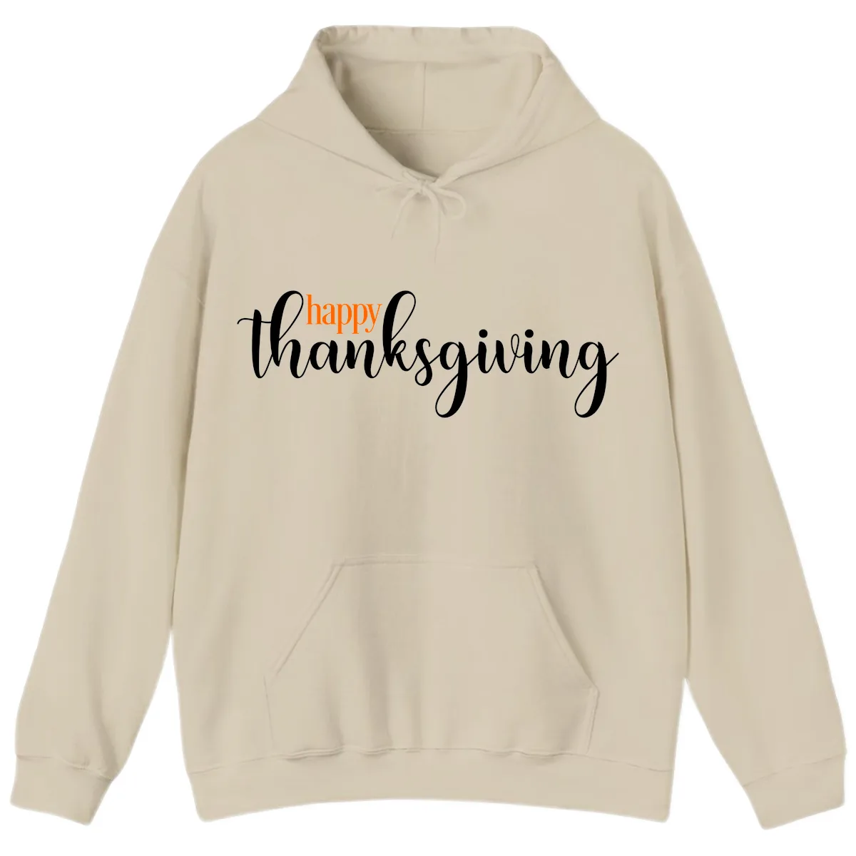 Happy Thanksgiving Script Design Hoodie in Sand